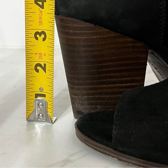 Lucky Brand Suede Peep Toe Black Shootie Sandals sz 10 - Picture 10 of 13